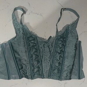 Victoria's Secret Satin Lace Corset - Teal
